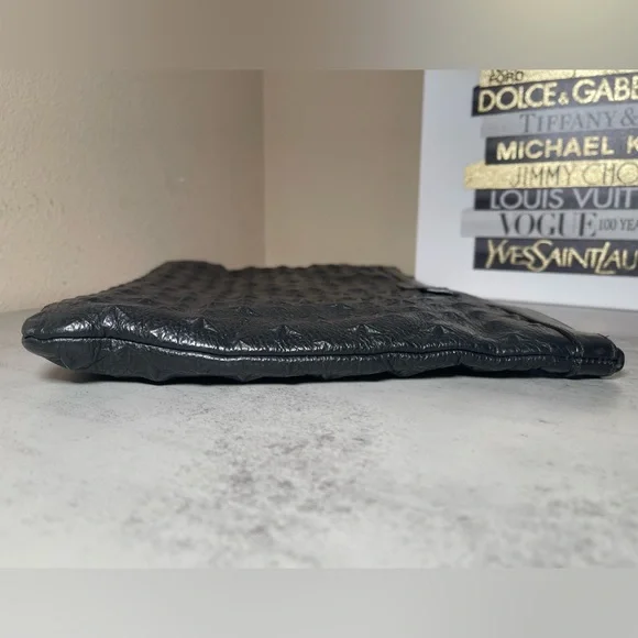 Jimmy Choo Oversized Derek Clutch Wrislet Black Leather Studded Star Bag - Picture 6 of 17